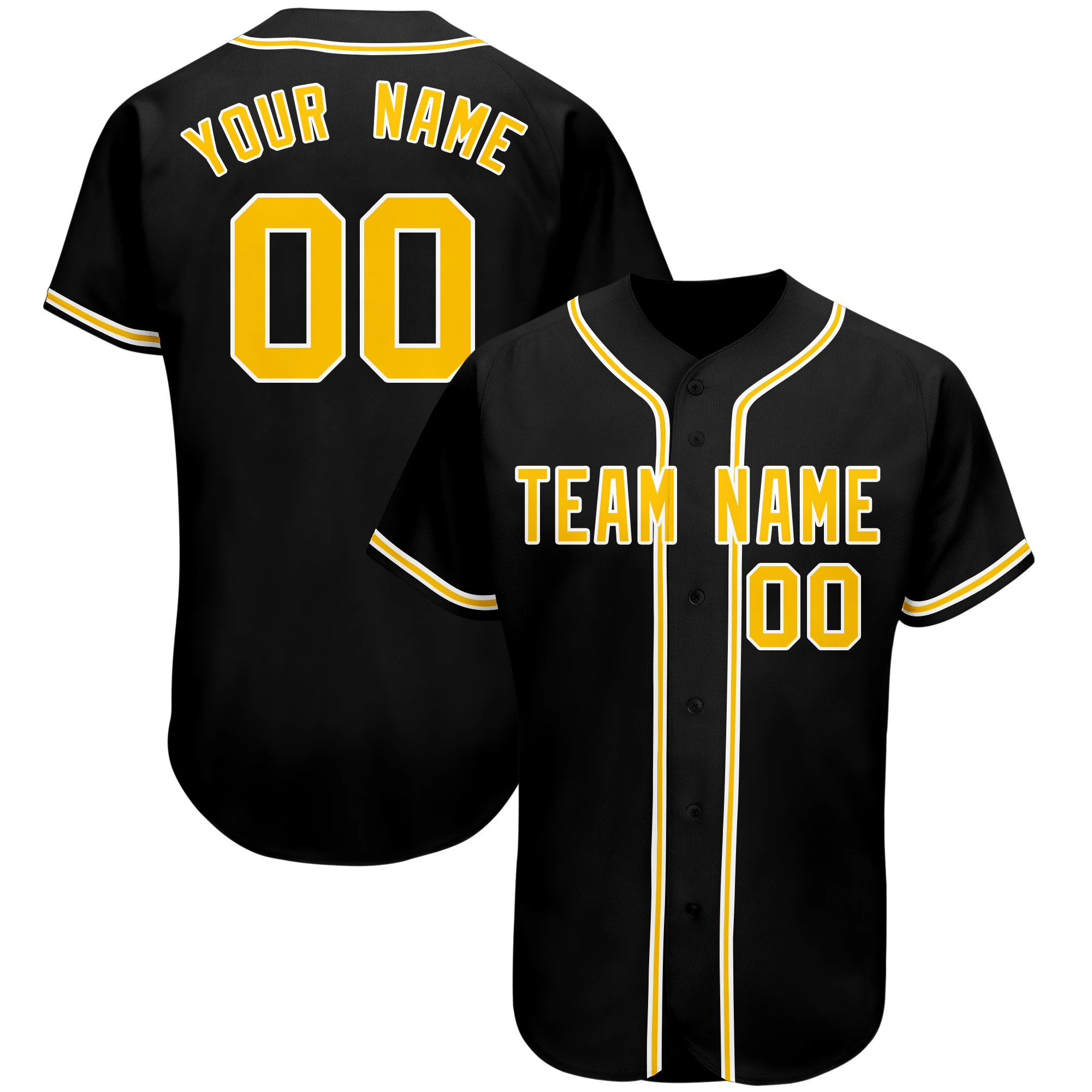 Top Quality Classic Baseball Shirt Custom Design Print Team Name Number Baseball Jersey Short Sleeve Button T Shirt for Men/Kids