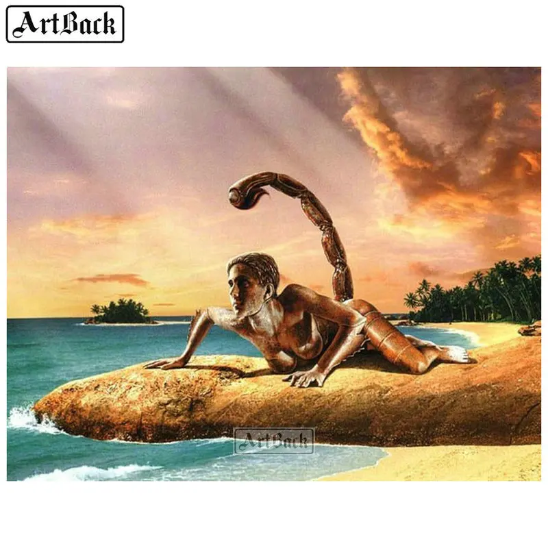 Камни в форме ромба и круглый 5d diy алмазная живопись цветов виде скорпиона