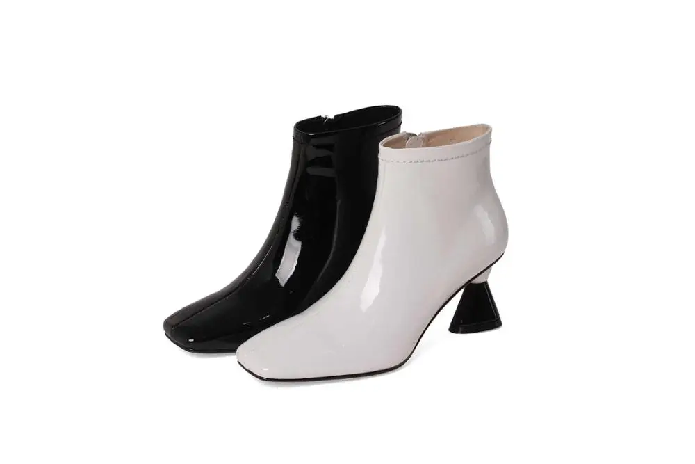 

Krazing Pot Chelsea boots high street fashion split leather square toe high strange heel zipper gorgeous modern ankle boots L82