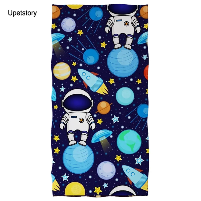 

Upetstory Bath/Shower Towel Cute Cartoon Astronaut Printed Children Kids Boys Adults Large Beach Towel Home Textile 75x150CM