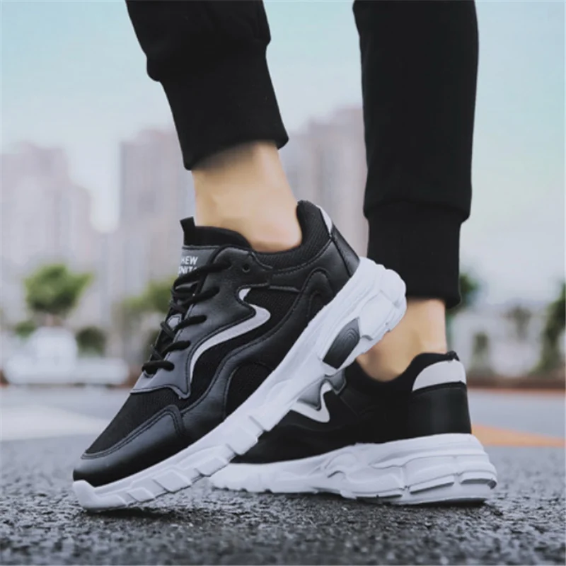 

2020 spring new men's sneakers PU + breathable fashion white shoes lightweight casual shoes thick bottom father shoes Y058