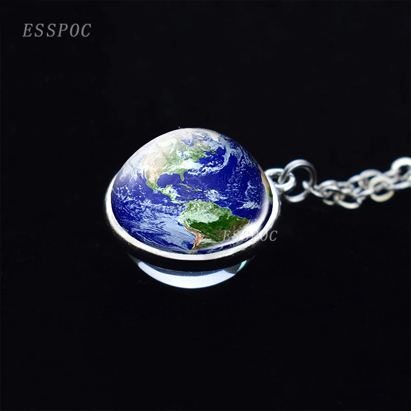 Полнолуние стеклянный шар планеты Кабошон ожерелье двухсторонний кулон