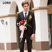 lorie black suit men for groom wedding gentleman style custom made mens suits plus size blazer suits for men 3 pieces masuclino