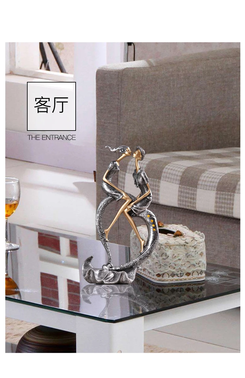 

Creative Ornaments Home Modern Figurines Couples Vintage Desk Decoration Resin Gift European Decoracion Home Decor AE50BJ