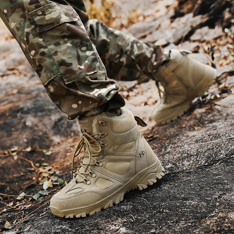 New Winter Plush Mens Hiking Boots Waterproof Mountaineering Boots Men Warm Tactical Sneakers Men's Military Boots Big Size 46