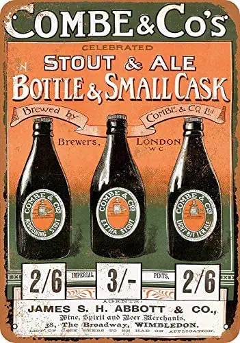 

Металлический знак-винтажный вид 1896 Combe Stout and Ale 8x12 дюймов