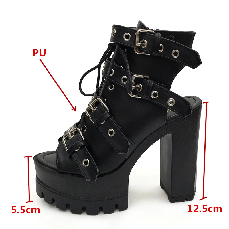 

GXCMHBWJ Sexy Urtal High Heel Rivet Platform Shoes Ankle Strap Slingback Women's Sandals Punk Gothic Style Open Toe Lady Pumps