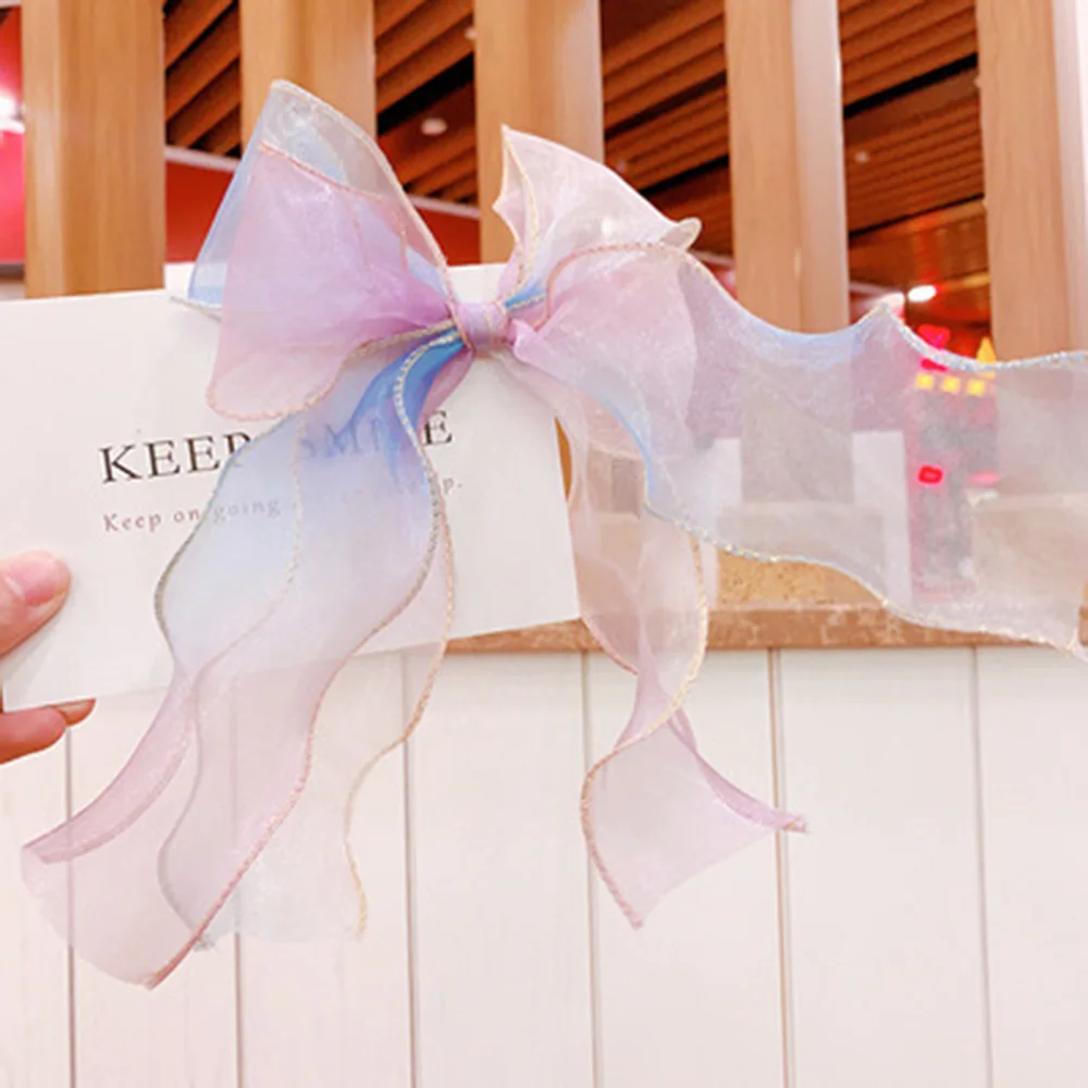 

Organza Girl Bow Headdress Hairpin Children Princess Hair Rope Child Clips With Butterfly Knot Head Accessories
