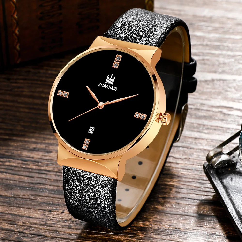 

Fashion Top Brand Men Watches Luxury Rose Gold Leather Watch for Man Business Quartz Men's Wristwatch Trending Products DropShip