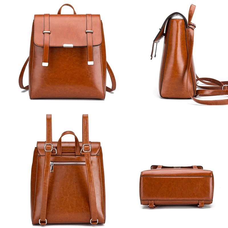 Новый бренд винтажные женские кожаные рюкзаки сумка для школы женский рюкзак