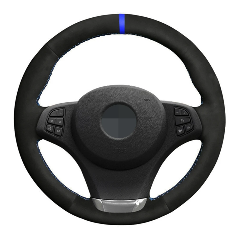 

Black Car Steering Wheel Cover Black Suede For BMW E83 X3 2003 2004 2005 2006 2007 2008 2009 2010 E53 X5 2004-2006 Accessories