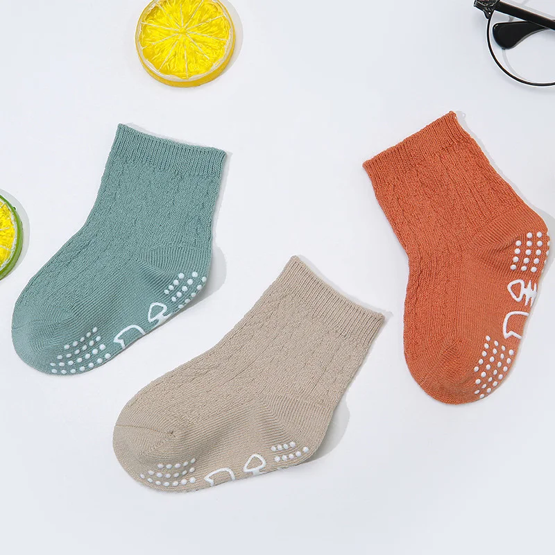 Calcetines transpirables antideslizantes para beb&eacute; y ni&ntilde;a, medias de algod&oacute;n para el hogar-5