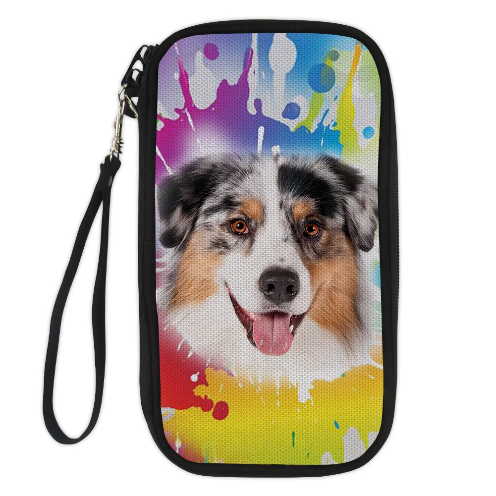 

Женский Длинный кошелек с рисунком красочной собаки, креативный женский держатель для карт, кошелек из искусственной кожи, кошельки для мон...
