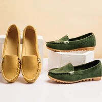 womens autumn 2021 round head shallow mouth flat heel peas shoes large green womens pumps home indoor lazy shoes office lady