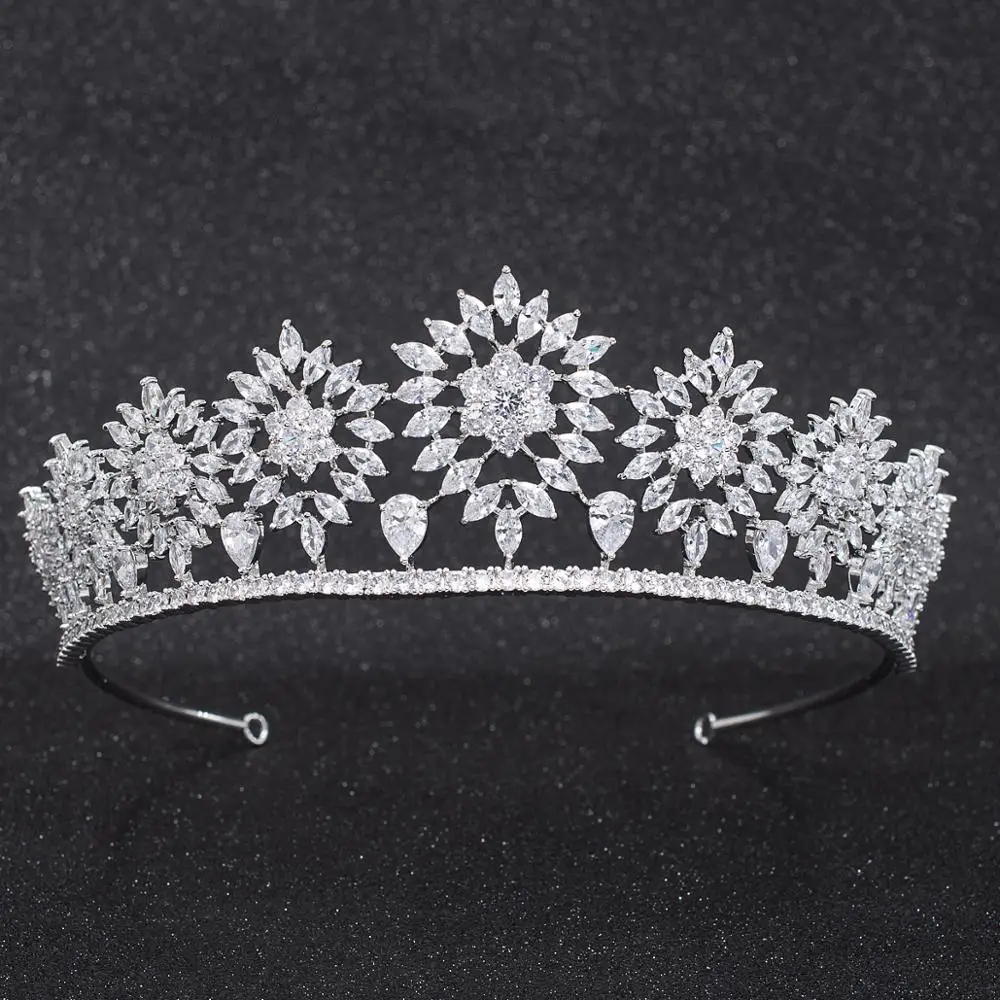 Кубический цирконий свадебный цветок невесты диадема Тиары Корона Женская