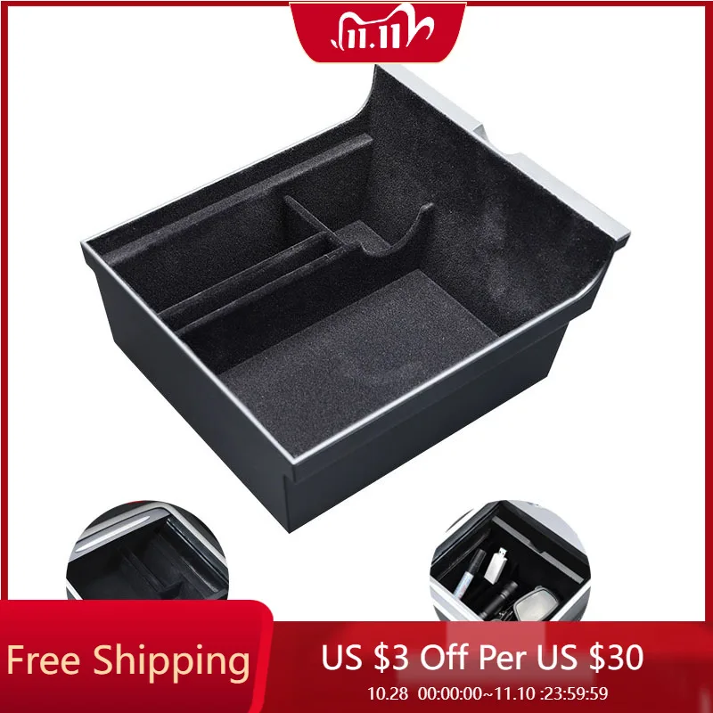 

Флэш-бокс для Tesla Model 3 / Y 2021, аксессуары, центральная консоль, флокирующий Органайзер, контейнеры, интерьер автомобиля