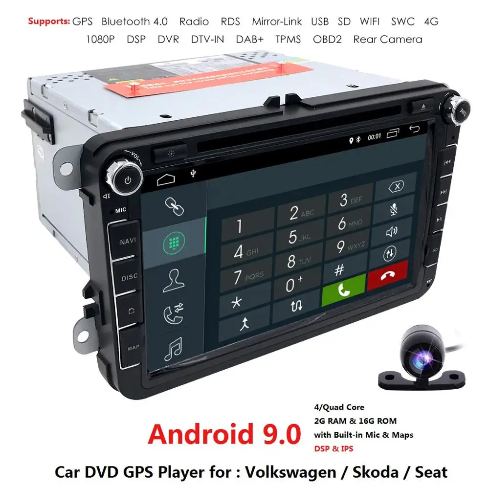 Авторадио Android 9 0 2 Din Автомобильный dvd-плеер мультимедиа для V W Passat B6 ccT5 Skoda Octavia Rapid