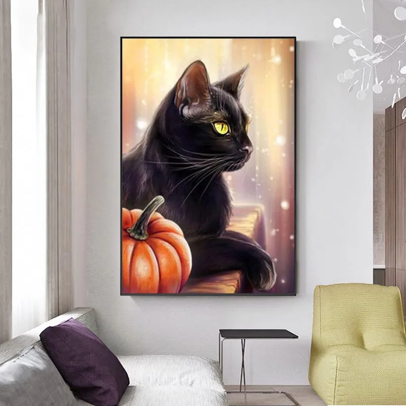 

Modern household adornment animal black cat sofa bedroom wall decoration painting background canvas oil painting