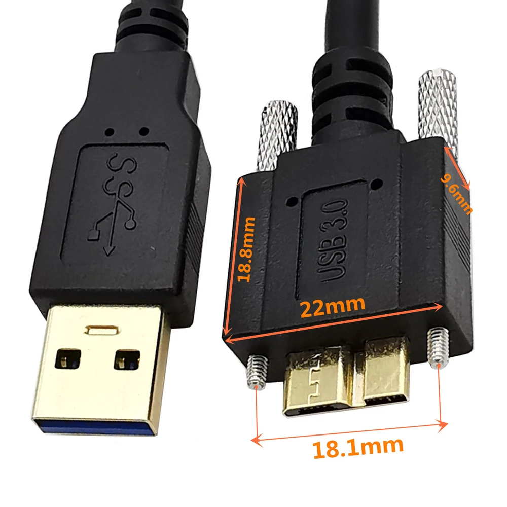 

USB 3.0 A Male to Micro B Male with optional Screw Locking Cable 1.8m