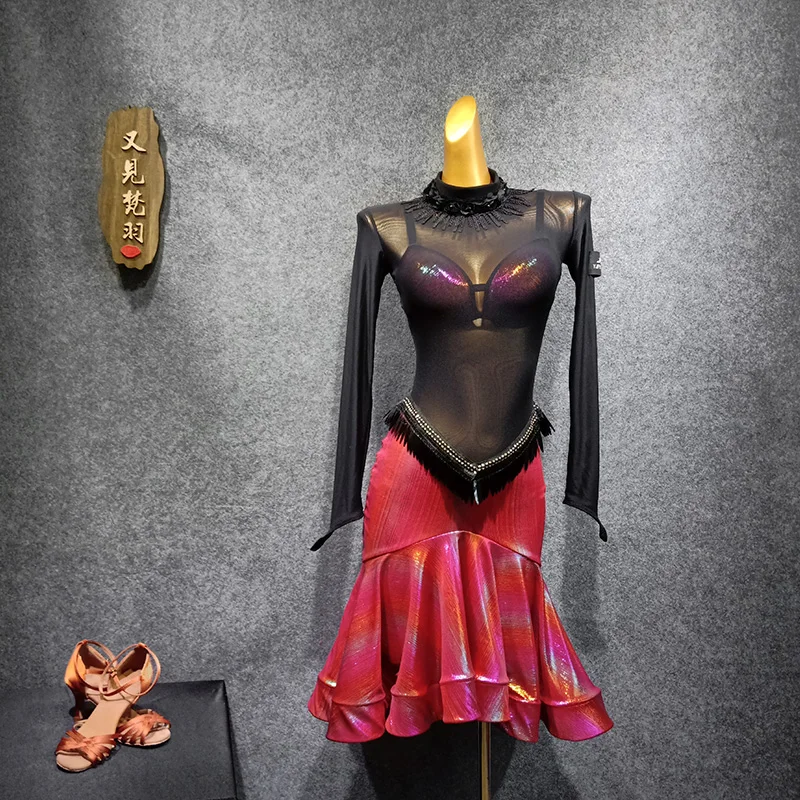 Платье для латиноамериканских танцев Соблазнительные костюмы танцевальная