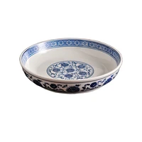 chinese creative flower blue and white porcelain ceramic plate restaurant household multi size antique salad plate deep dish