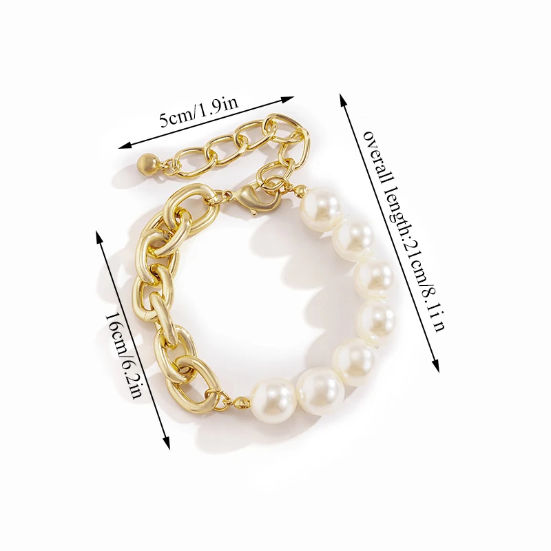 

Fashion Irregular Bracelet Imitation Pearl Irregular Stitching Bracelet Punk Exaggeration Simplicity Chain For Women Girls