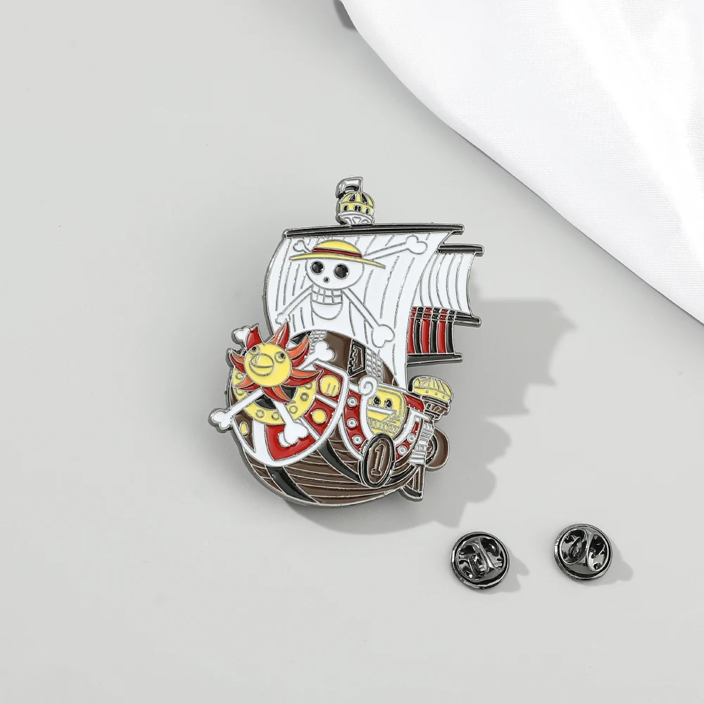 Брошь в виде пиратского корабля из аниме металлическая эмалированная брошь с