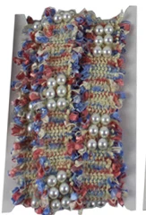 mixed 2 1 yard 3cm Tweed Webbing Pearl Beaded Trim Fabric Ribbon Sewing Handmade DIY Costume Dress Supplies Craft - Цвет: mixed 2