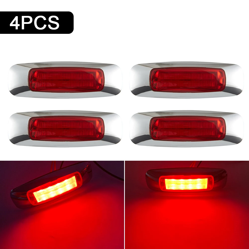 

4pcs 8led Explosion Lightning Plated Edge Lights Side Marker Lights 1.5w 12v-24v 12*3*2cm Rv Trailer Pickup LED Car Signal Lamps