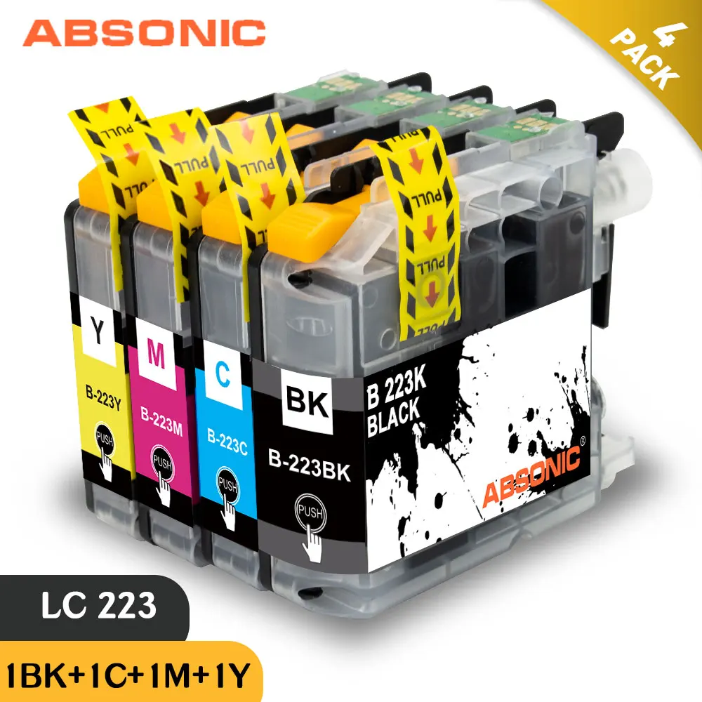 Absonic 4PK LC223 LC221 LC 223 картриджи для принтеров Brother картридж DCP-J562DW J4120DW MFC-J480DW J680DW J880DW