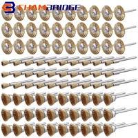 153045pc brass brush steel wire wheel brushes 61525mm set dremel 3mm rod for sanding wood metal removing rust polishing tool