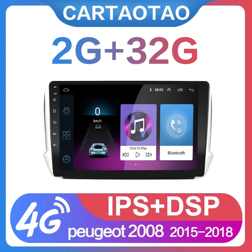 Автомобильный DVD плеер 2G + 32G 10 &quot2din Android 8 1 GO для 2015 2016 2017 2018 peugeot 2008 автомагнитола с