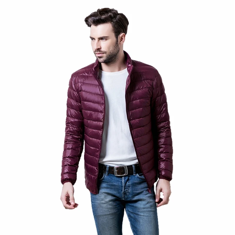 Мужской пуховик с капюшоном черный на белом утином пуху зима 2019 | Мужская одежда