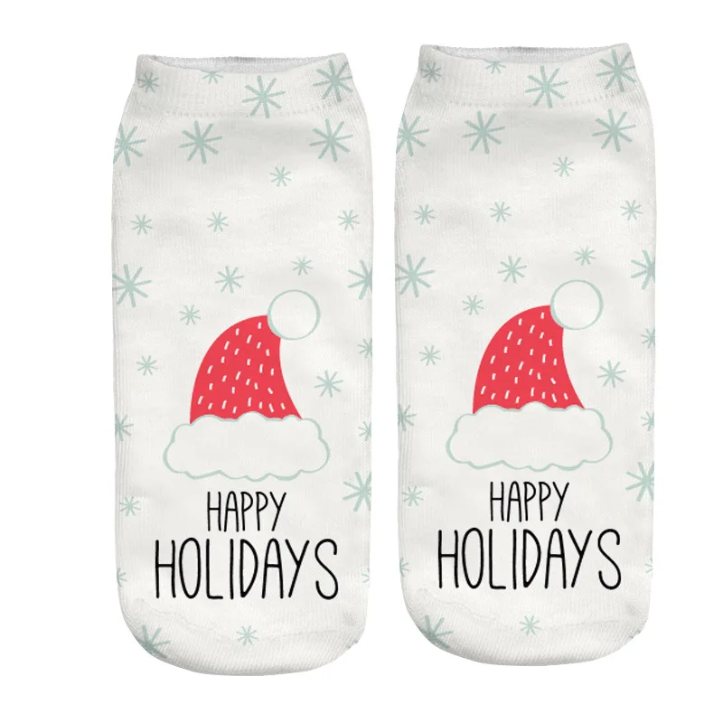 Рождественские носки с объемным рисунком для мужчин и женщин прямые короткие