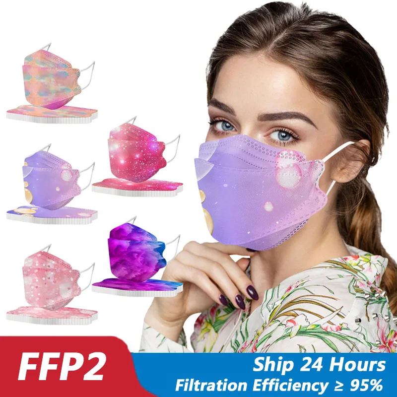 

10 шт. FFP2 Маска для лица для взрослых одноразовые маски для рта рыбьего типа однотонные 4-слойные защитные маски fpp2 для детей Маска