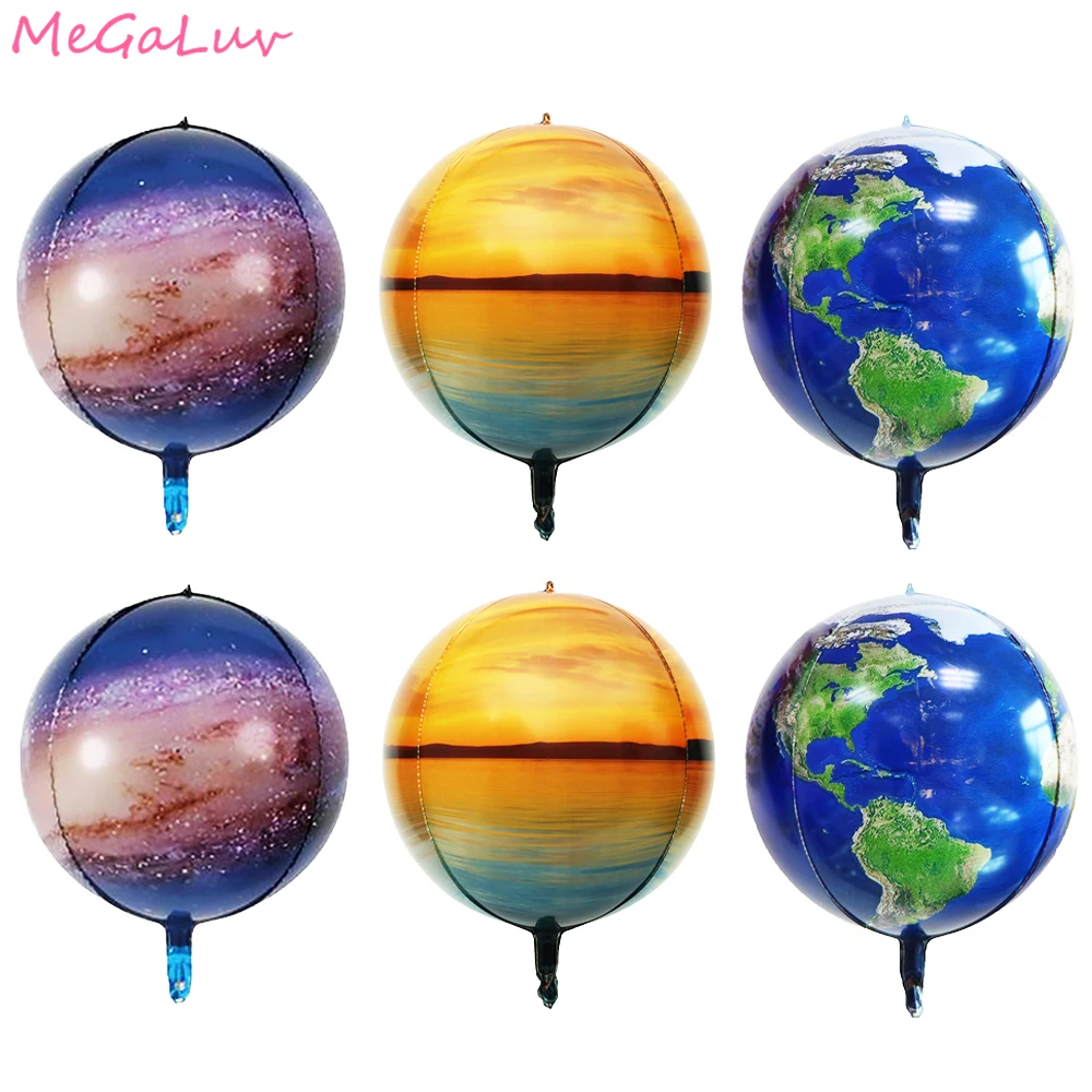 

6pcs 22inch 4D Round Galaxy Planet Globe Foil Balloons Outer Space Party Supplie Galaxy Theme Kids Boy Birthday Party Decoration
