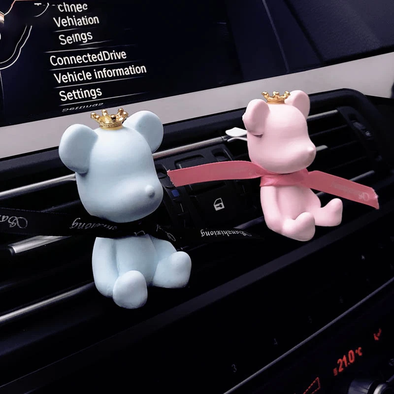 

Car Air Freshener Perfume Creative Crown Diamond Conditioner Clip Aromatherapy Interior Decoration Pink Cute Violent Bear