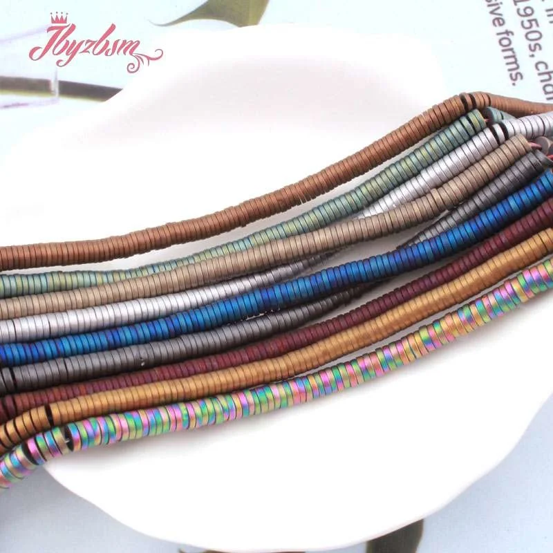 1x4mm Natural Hematite Bead Forst Rondelle Button Loose Stone Beads For Jewelry Making DIY Necklace Bracelet Spacer Strand 15&quot |