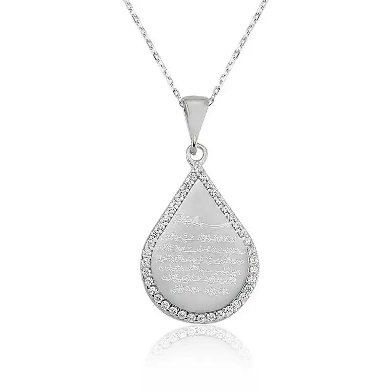

Real Silver 925 Jewelry Silver Drop Ayetel Kursi Lady Necklace