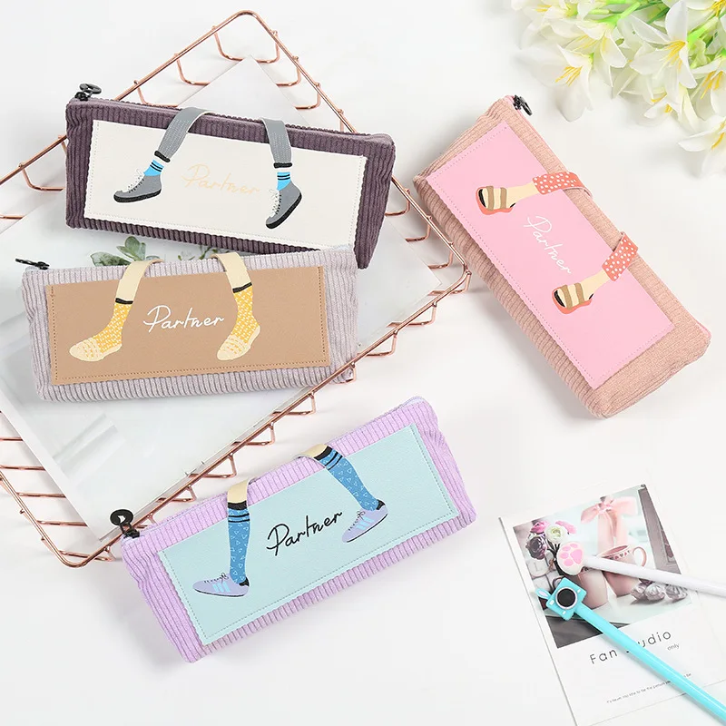 2019 милый вельветовый чехол для карандаша вместительные сумки ручек милые