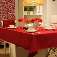 1pc home decoration solid tablecloth red brown cotton canvas thicken home dining table cover rectangle 140220cm wedding decor