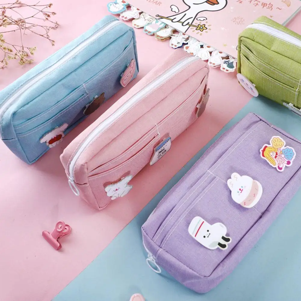 

Kawaii Korean Pencil Case Ins Zip Multi-layer Large-capacity Case Case Cloth Oxford Cartoon Cute Storage Pencil Student Pen I3K7