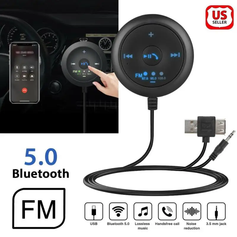 

Car Bluetooth Hands-Free Call USB5.0 Bluetooth Transmitter USB Player FM/AUX Receiver For IPhone IPad IPod Android Samsung