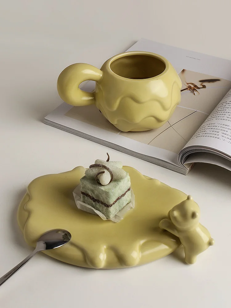 

Beihanmei Nordic super cute ceramic cup couple Mug children's office afternoon tea cup plate mugs coffee cup mugs coffee cup