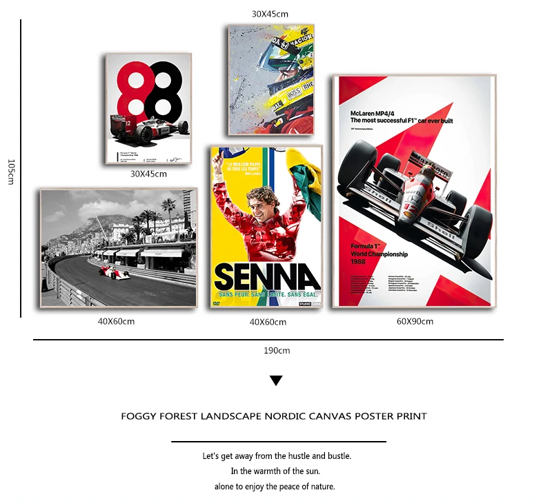 Постеры для украшения стен Айртон Сенна F1 формула макларена чемпион мира