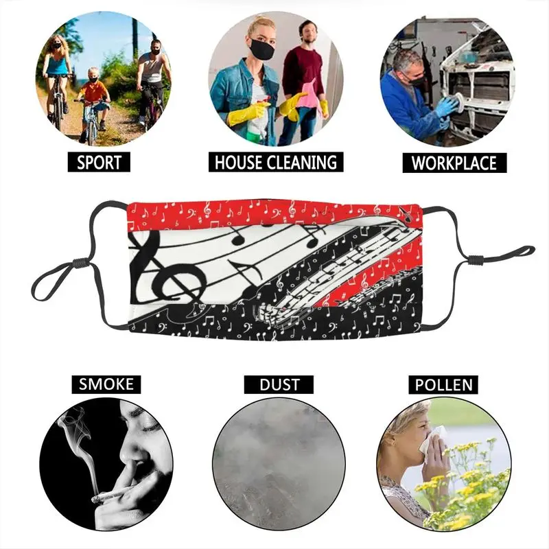 

Non-Disposable Red And Black Music Theme Mouth Face Mask Adult Mask Men Women Anti Haze Protection Respirator Muffle