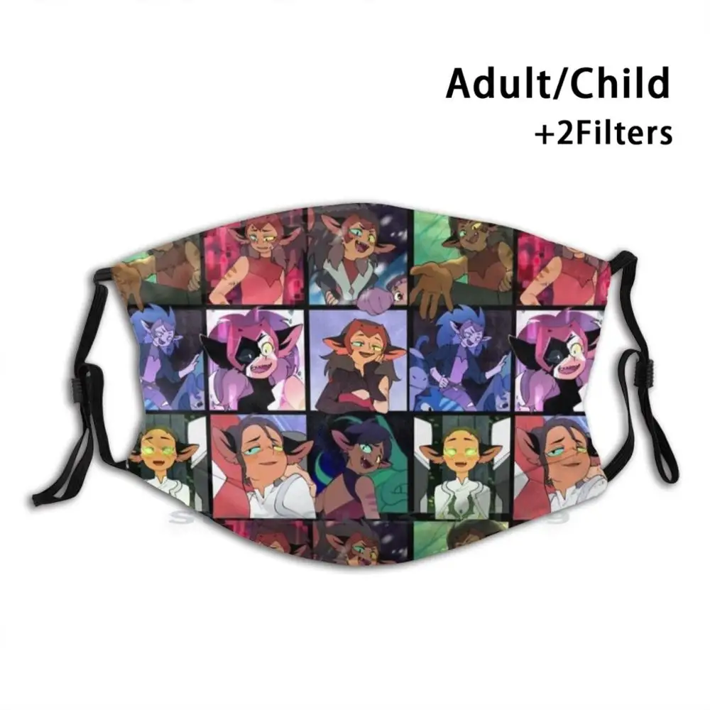 

Многоразовая маска She Ra с принтом Pm2.5, фильтрующая маска для лица для детей, она Ra Catra Adora Spop Catradora Shera Princess She Ra Princess Of