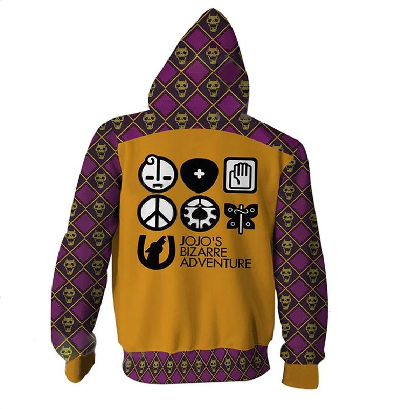 

Anime Jojo'sBizarre Adventure Cosplay Sweater Kotaro Jotaro Print Pullover Cardigan Hooded Sports Jacket Zip Sports Sweatshirt