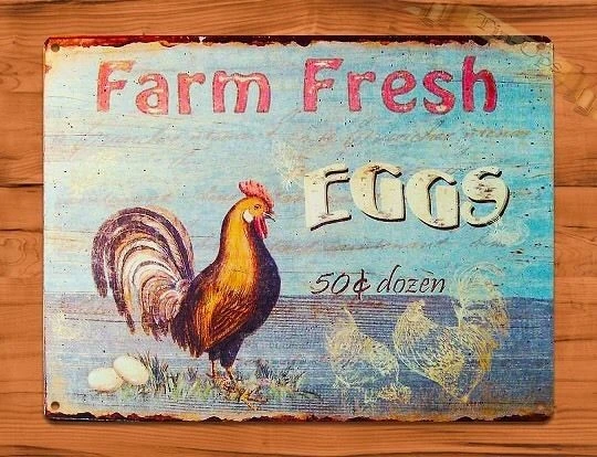 

Tin Sign Farm Fresh Eggs Chicken 50 Cents Rooster Chicken Farm Barn Coop