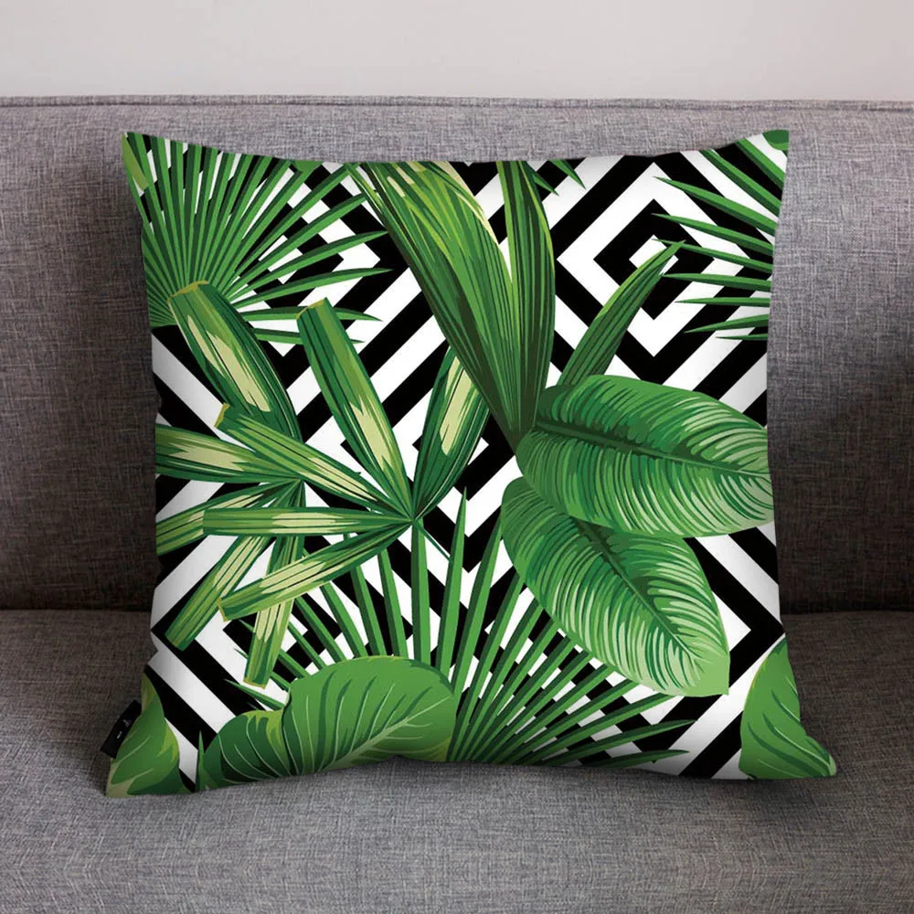 

Tropical Plants Pillowcase 40x40cm Sofa Car Cushion Cover Home Decor Polyester Cojines 40x40cm Kussensloop Decor Wholesale